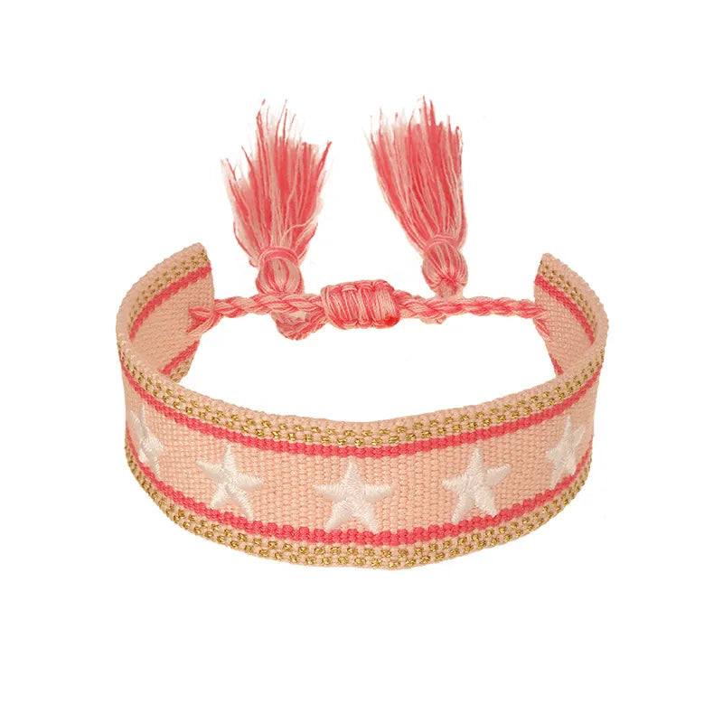 Pulsera Boho en Tela Algodón con Estrellas (Variedad)