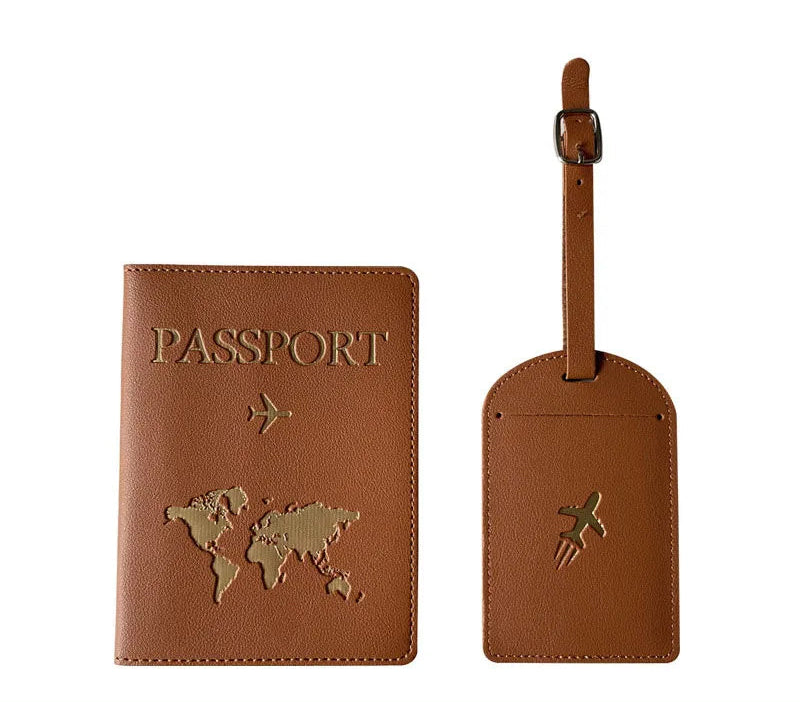 Estuche de pasaporte y etiqueta de maleta - Set para viaje